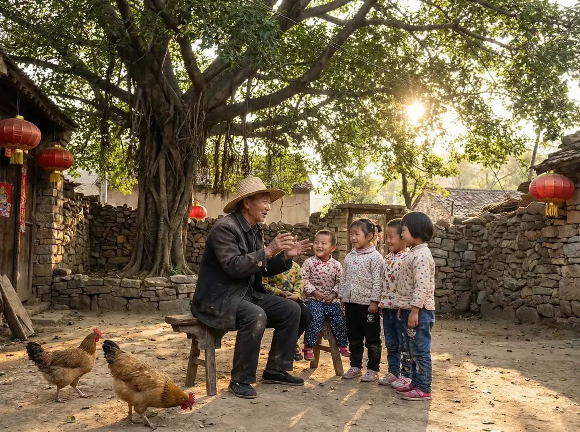 老人在大榕树下给孩子们讲故事 - 678mmm 乡村记忆